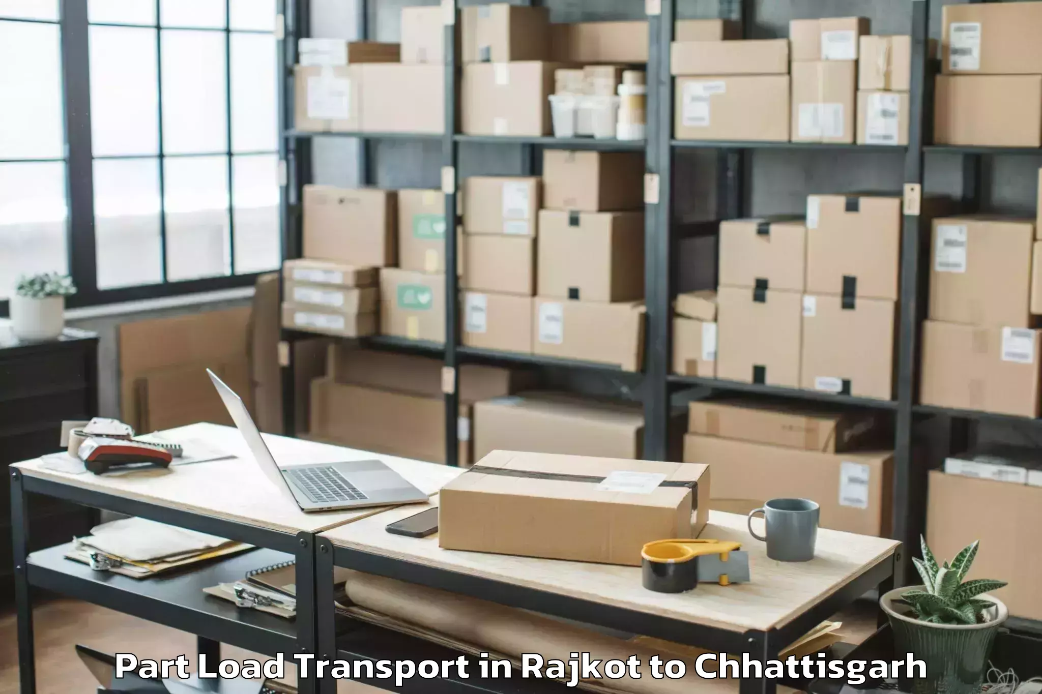 Top Rajkot to Sarguja University Ambikapur Part Load Transport Available